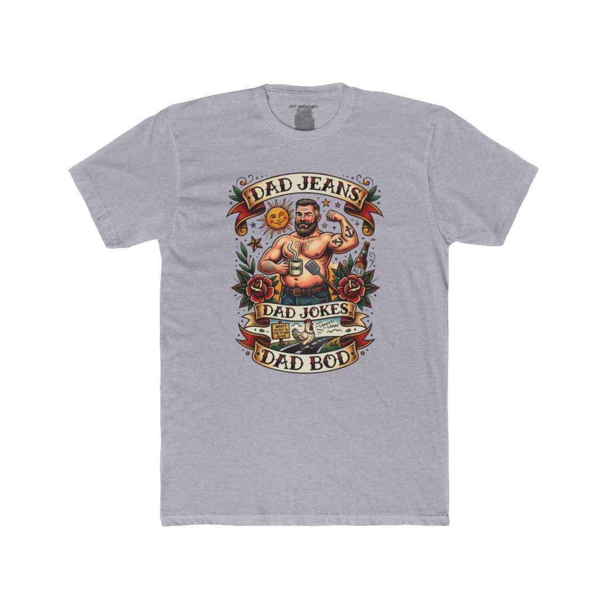 Dad Jeans Dad Jokes Dad Bod T-Shirt | Retro Tattoo Dad Design - Image 7
