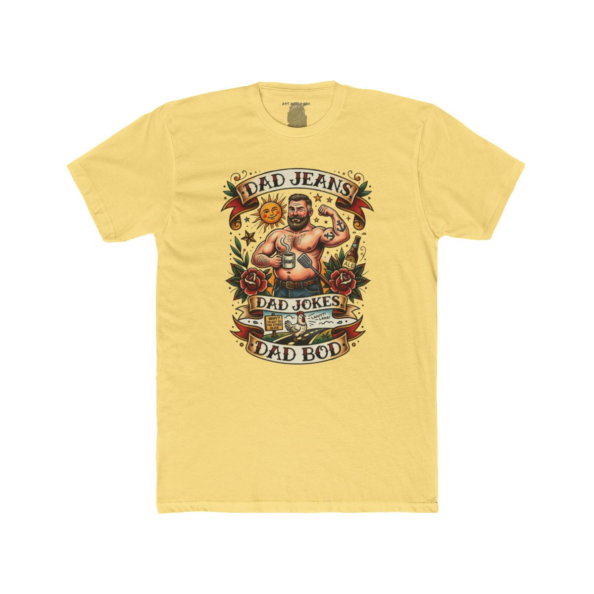 Dad Jeans Dad Jokes Dad Bod T-Shirt | Retro Tattoo Dad Design - Image 10