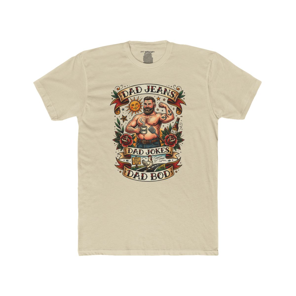 Dad Jeans Dad Jokes Dad Bod T-Shirt | Retro Tattoo Dad Design - Image 6
