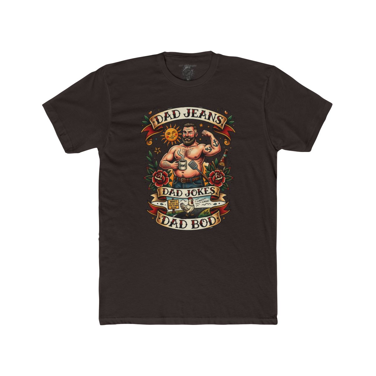 Dad Jeans Dad Jokes Dad Bod T-Shirt | Retro Tattoo Dad Design - Image 4