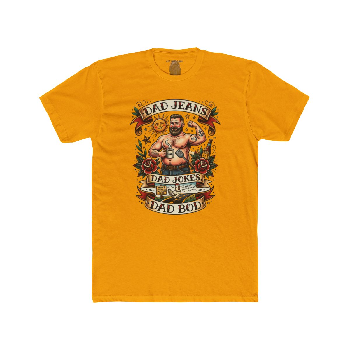 Dad Jeans Dad Jokes Dad Bod T-Shirt | Retro Tattoo Dad Design - Image 8
