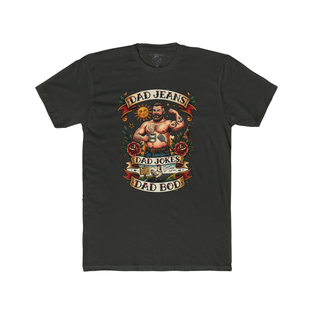 Dad Jeans Dad Jokes Dad Bod T-Shirt | Retro Tattoo Dad Design - Image 12