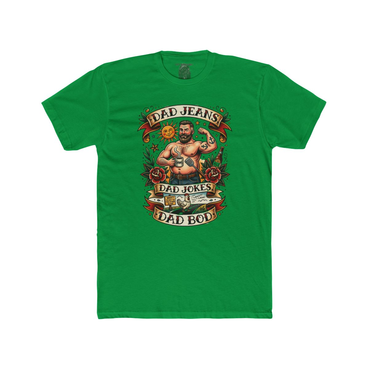 Dad Jeans Dad Jokes Dad Bod T-Shirt | Retro Tattoo Dad Design - Image 13