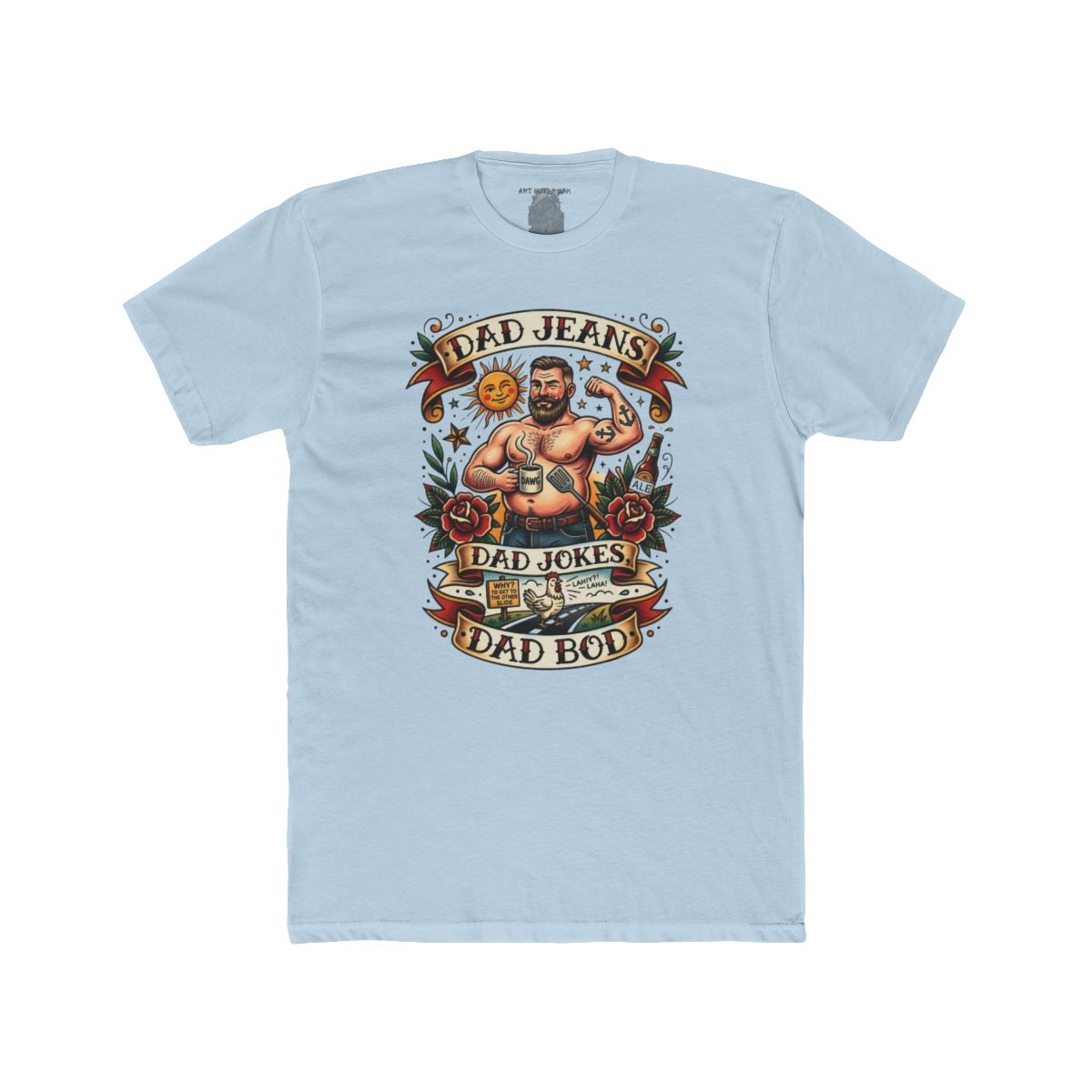 Dad Jeans Dad Jokes Dad Bod T-Shirt | Retro Tattoo Dad Design - Image 14