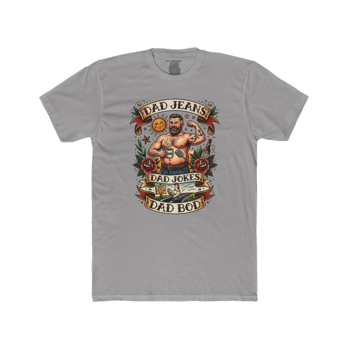 Dad Jeans Dad Jokes Dad Bod T-Shirt | Retro Tattoo Dad Design - Image 3