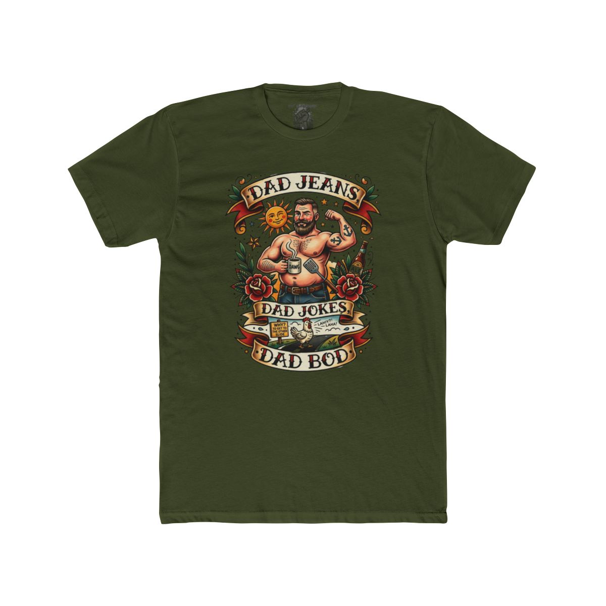 Dad Jeans Dad Jokes Dad Bod T-Shirt | Retro Tattoo Dad Design - Image 11