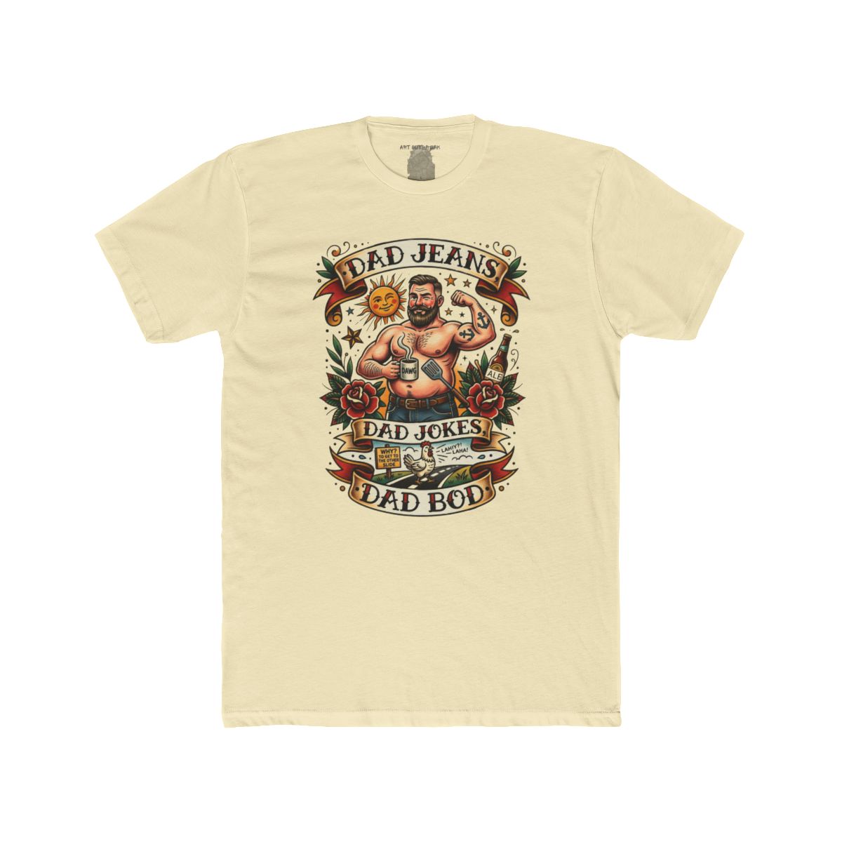Dad Jeans Dad Jokes Dad Bod T-Shirt | Retro Tattoo Dad Design - Image 9