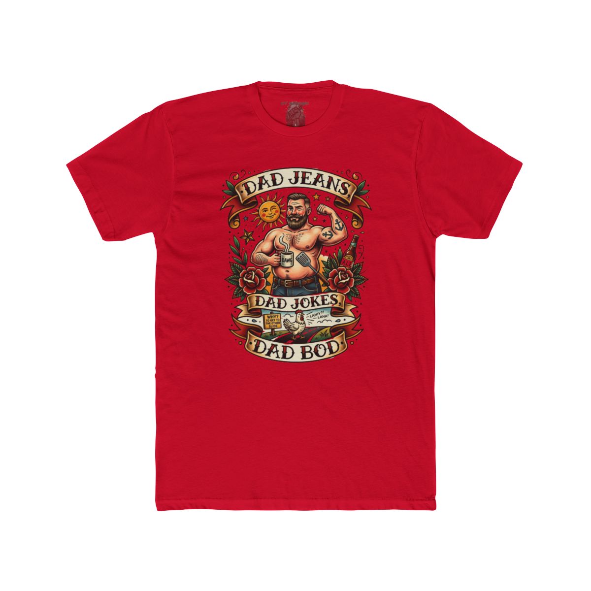 Dad Jeans Dad Jokes Dad Bod T-Shirt | Retro Tattoo Dad Design - Image 16