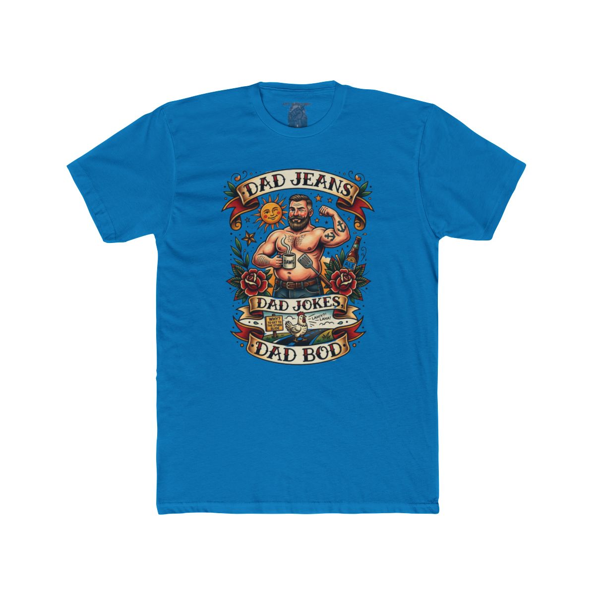 Dad Jeans Dad Jokes Dad Bod T-Shirt | Retro Tattoo Dad Design - Image 15
