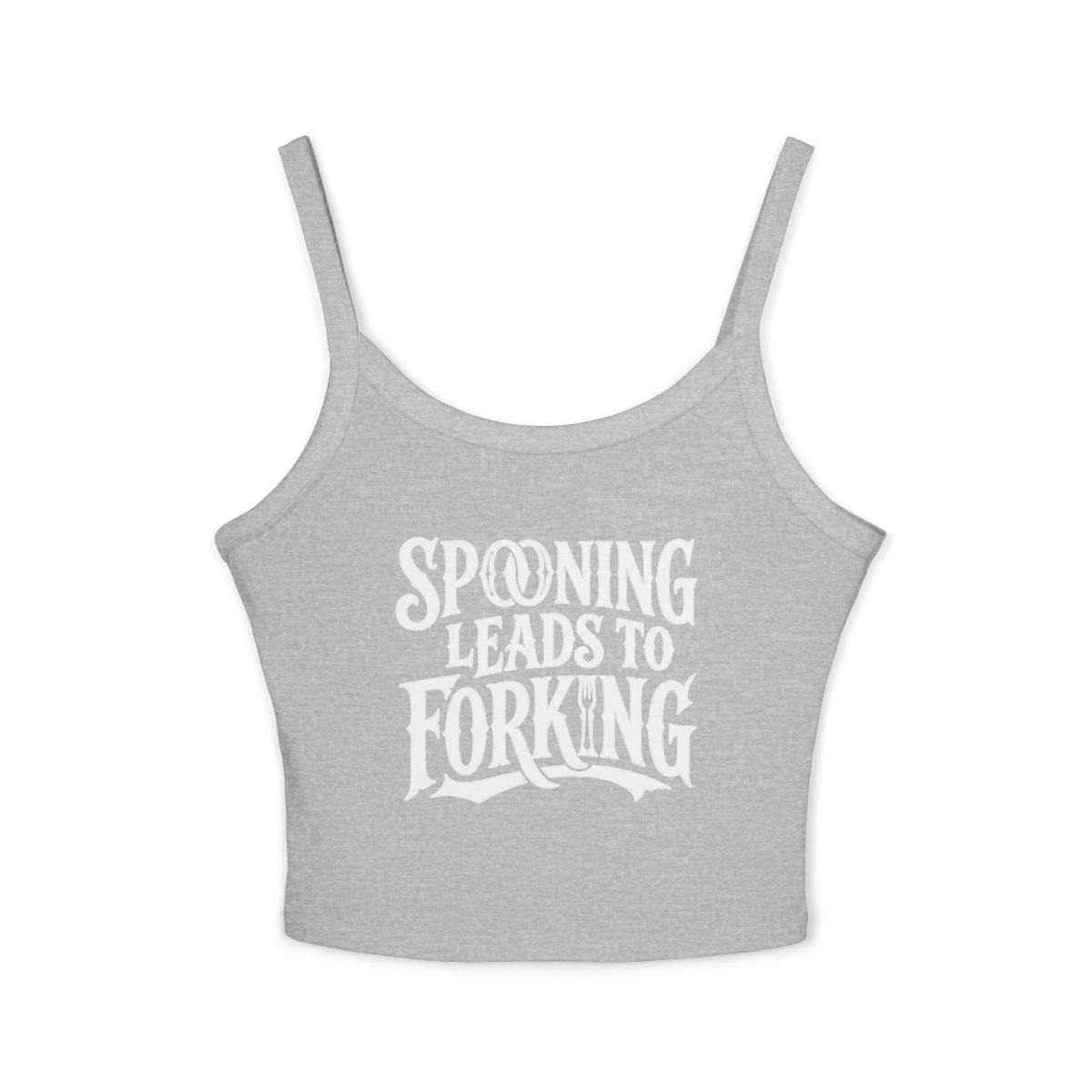 Spooning Leads to Forking Spaghetti Crop Tank Top | Funny Typography Crop Top - Image 4