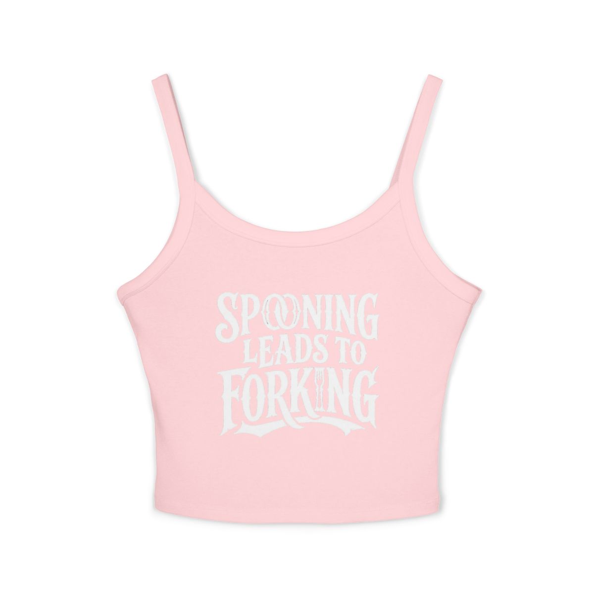 Spooning Leads to Forking Spaghetti Crop Tank Top | Funny Typography Crop Top - Image 6