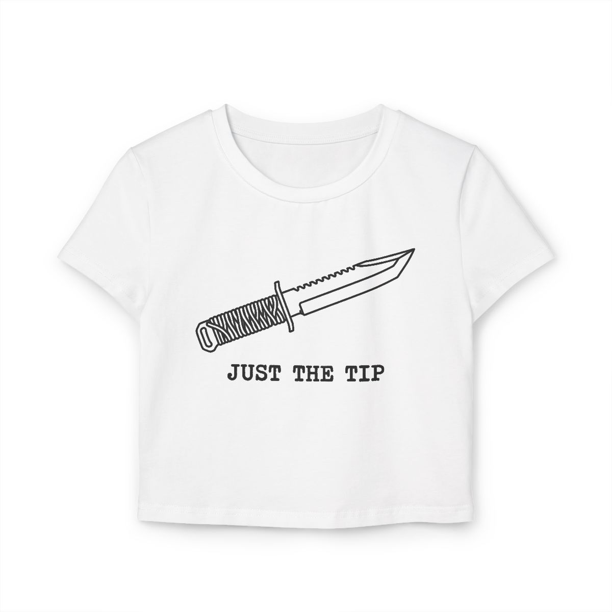 Knife Illustration Just The Tip baby tee | Crop Top Graphic Tee, Edgy Humor - Image 2
