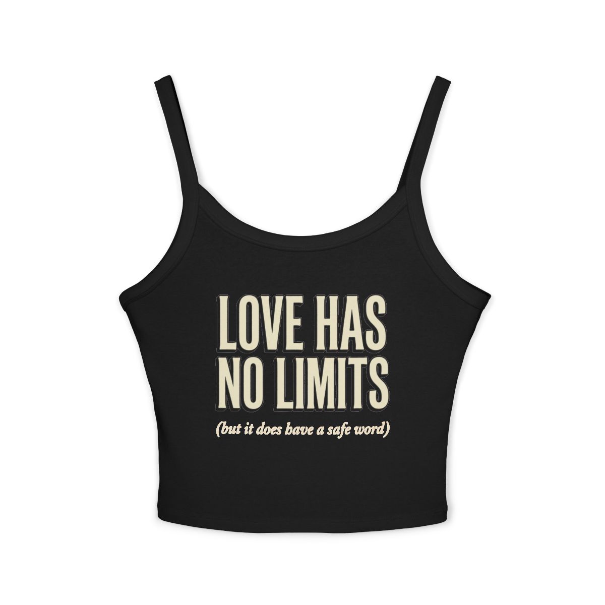 Love Has No Limits spaghetti crop tank top | Inspirational Script Text Crop Tank - Image 2