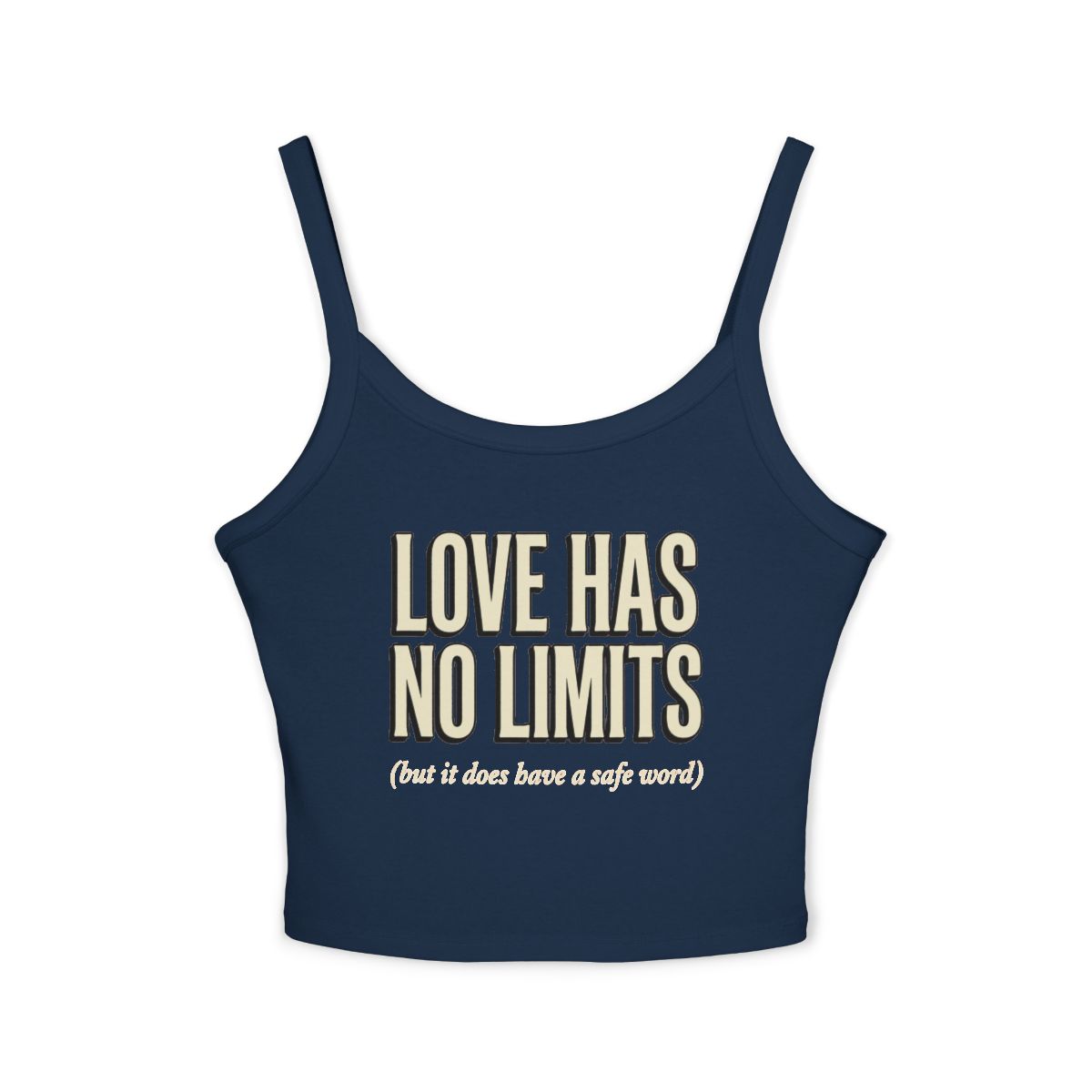 Love Has No Limits spaghetti crop tank top | Inspirational Script Text Crop Tank - Image 3