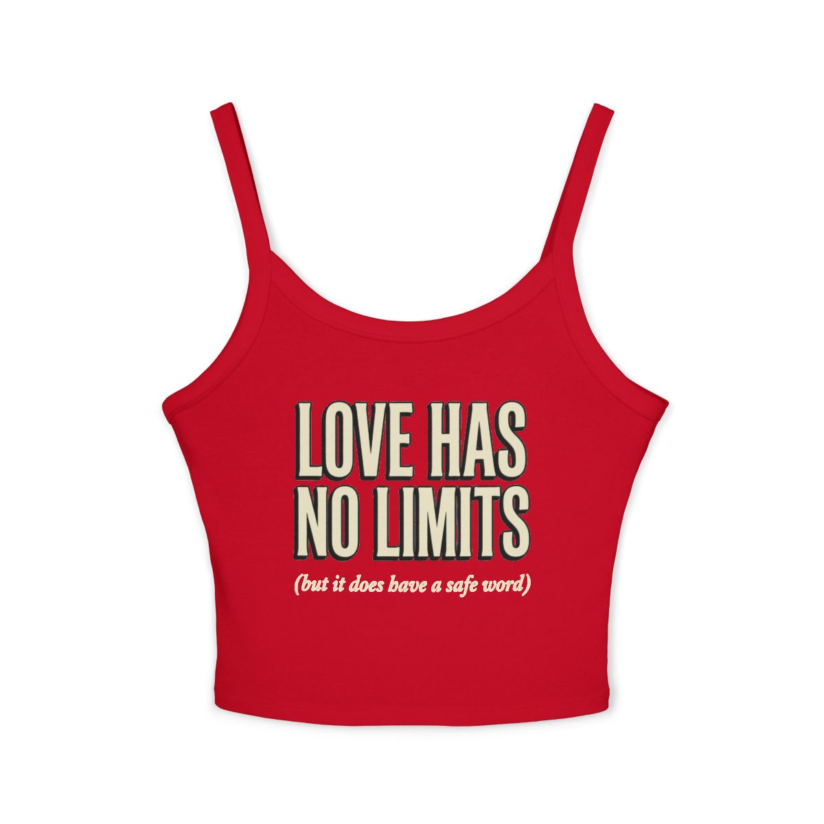Love Has No Limits spaghetti crop tank top | Inspirational Script Text Crop Tank - Image 4