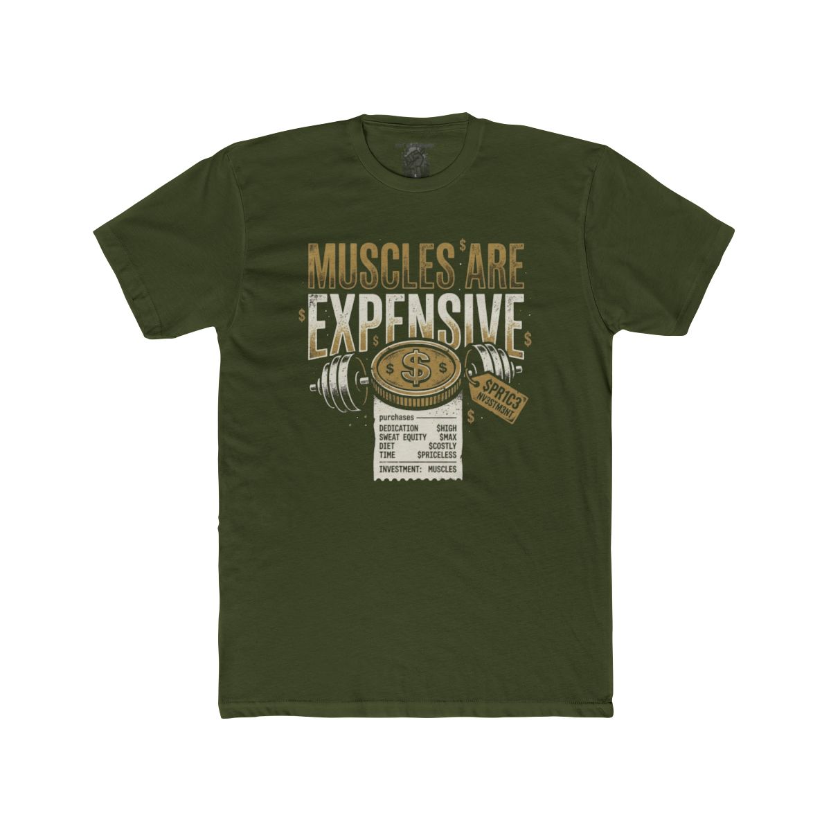 Muscles Are Expensive Tee | Barbell, Receipt, Money Graphic - Image 4