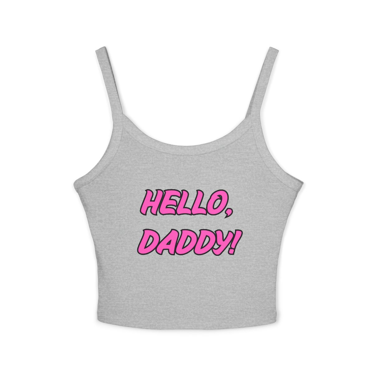 Hello, Daddy! Tank Top | Pink Comic Text, Spaghetti Strap Crop - Image 5