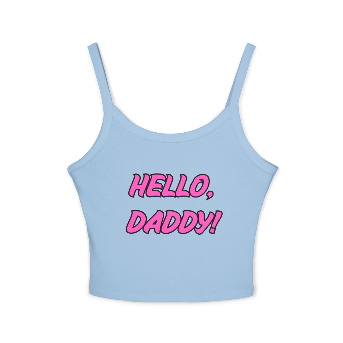 Hello, Daddy! Tank Top | Pink Comic Text, Spaghetti Strap Crop - Image 4