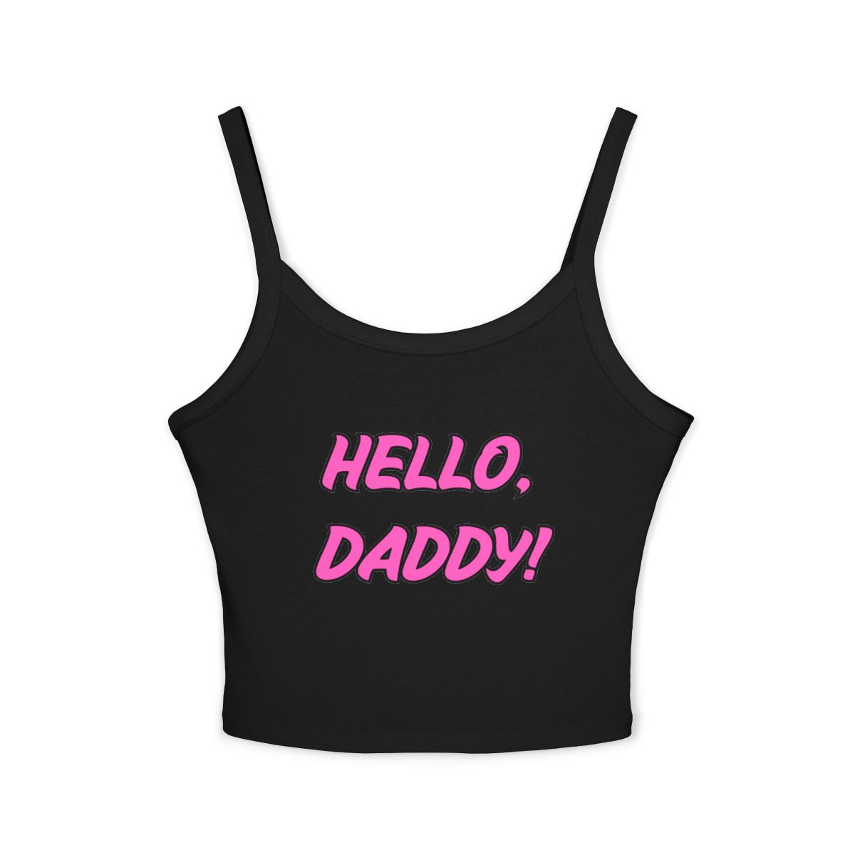 Hello, Daddy! Tank Top | Pink Comic Text, Spaghetti Strap Crop - Image 3