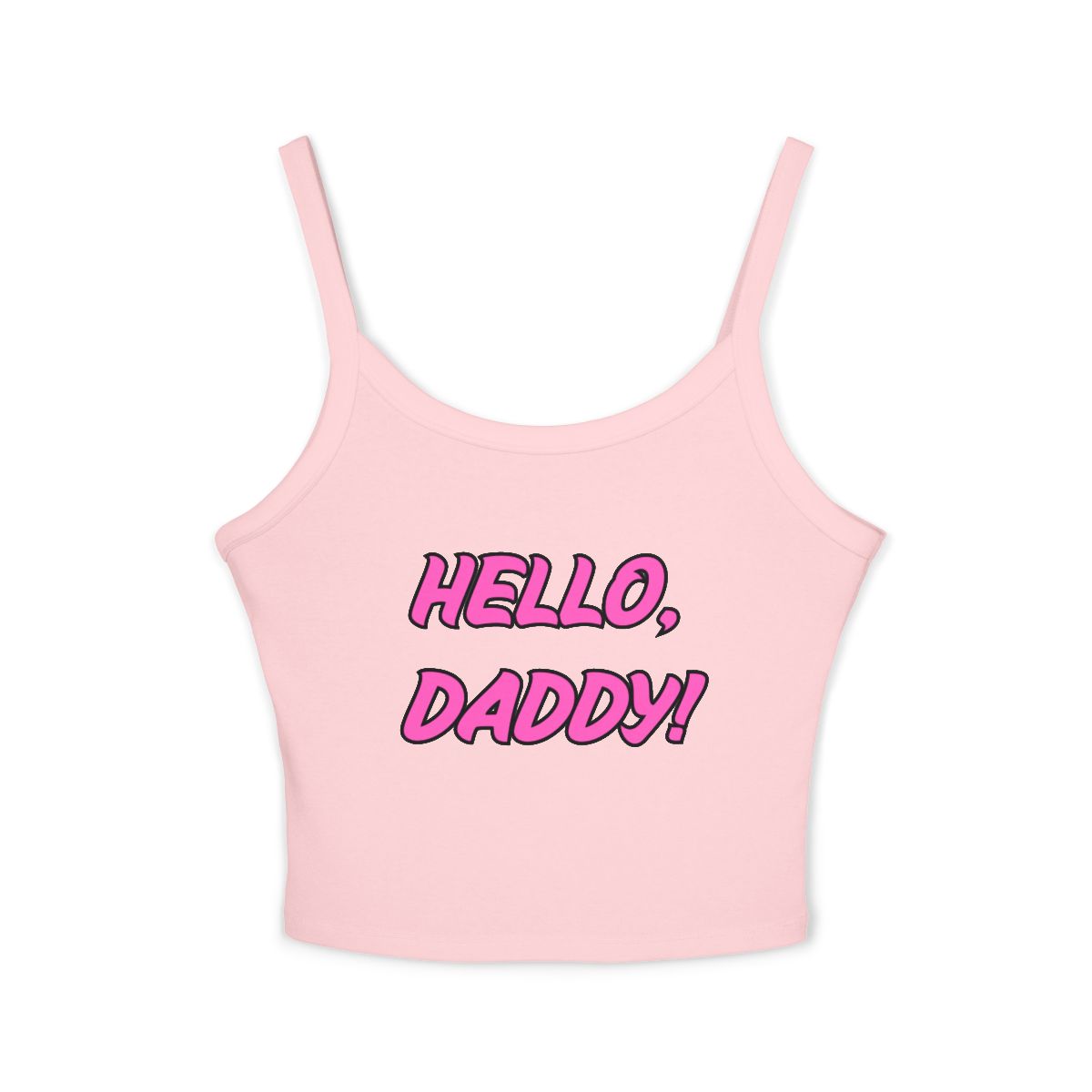 Hello, Daddy! Tank Top | Pink Comic Text, Spaghetti Strap Crop - Image 6