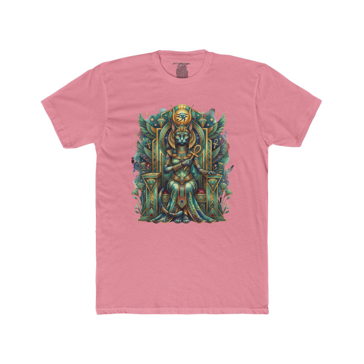 Egyptian Cat Goddess Throne Illustration T-Shirt | Pharaoh Cat Art Tee - Image 16