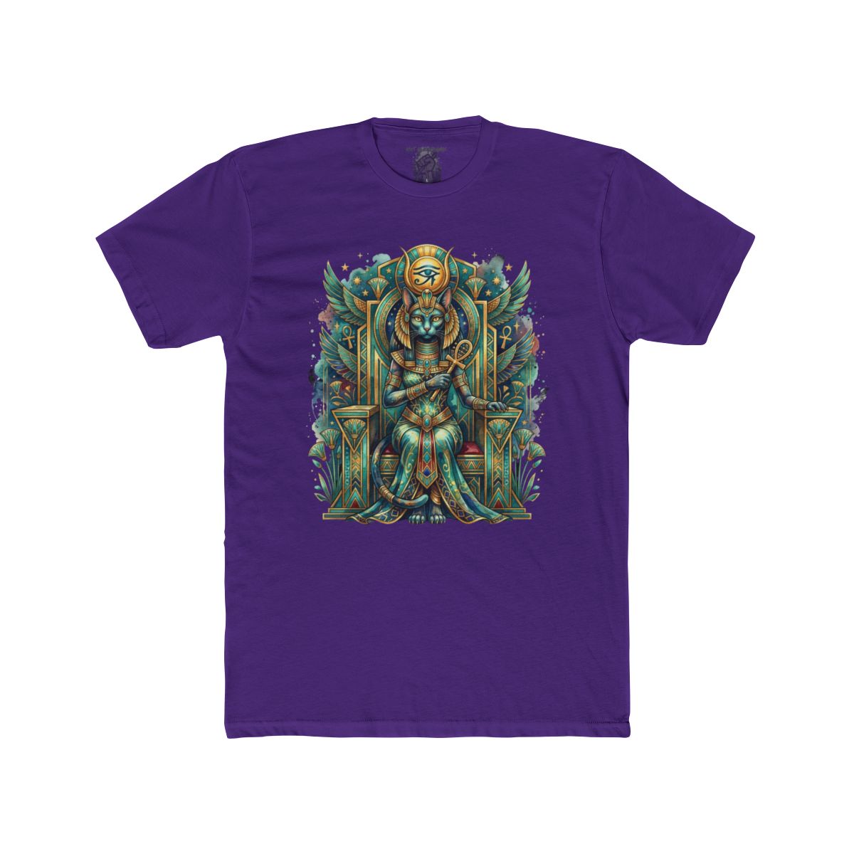 Egyptian Cat Goddess Throne Illustration T-Shirt | Pharaoh Cat Art Tee - Image 15