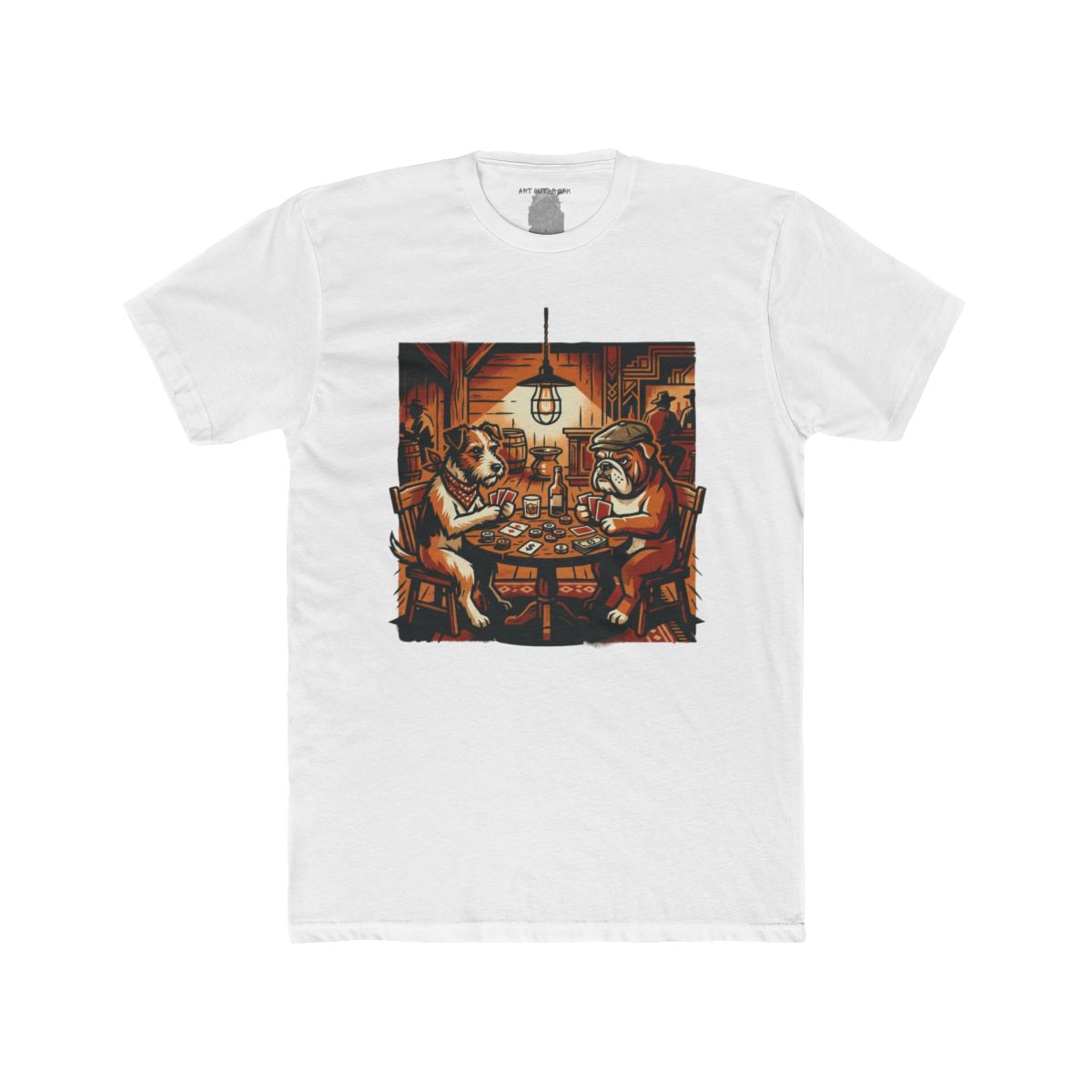 Dogs Playing Poker T-Shirt | Vintage Card Game Illustration - Image 2