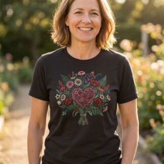 Floral Heart Bouquet T-Shirt - Floral Heart Bouquet T-Shirt - Heart Flower Bouquet Tee - bold graphic design t-shirt