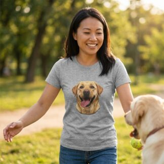 Labrador Lovers T-Shirt - Lab Happy - Multi Tee t-shirt front view with graphic design and typography