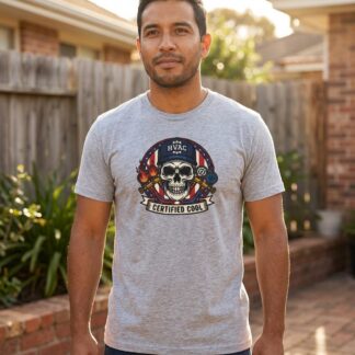 HVAC Technicians T-Shirt - Hvac Tech Skull Wrench t-shirt front view with graphic design and typography
