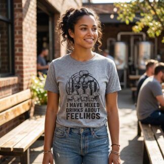Bourbon & Whiskey T-Shirt - I HAVE MIXED DRINK t-shirt front view with graphic design and typography
