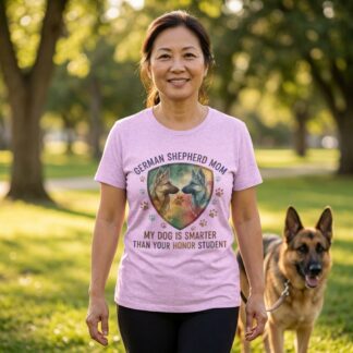 German Shepherd Mom T-Shirt t-shirt front view with graphic design and typography