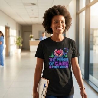 The Power of Care shirt lifestyle photo