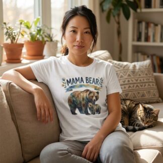 Mama Bear watercolor with cub T-Shirt lifestyle photo