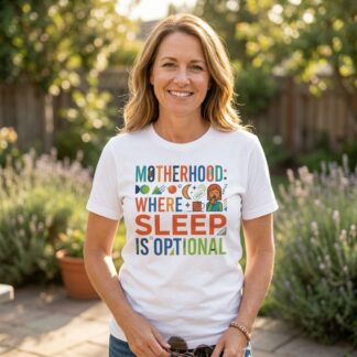 Motherhood Where Sleep Is Optional T-Shirt lifestyle photo