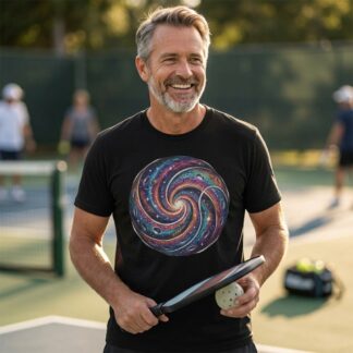 Galactic Swirl Pickleball Tee lifestyle photo
