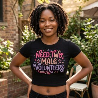 Need Two Male Volunteers Crop Tee lifestyle photo