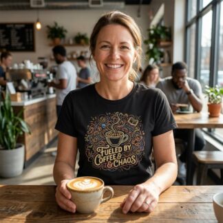 Fueled by Coffee & Chaos T-Shirt lifestyle photo