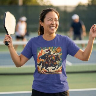 Pickleball Knight on Horseback T-Shirt lifestyle photo
