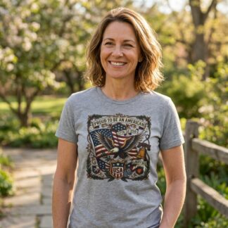 Proud To Be An American eagles USA shield patriotic t-shirt design with flag