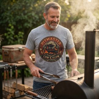 Pitmaster Low and Slow BBQ Smoker Grill T-Shirt front view