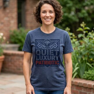 Quiet Luxury Patriotic Tee Eagle Shield Americana front view
