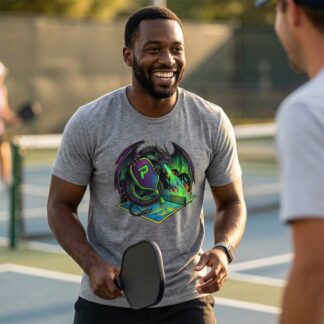 Dragon Pickleball T-Shirt Neon Design front view