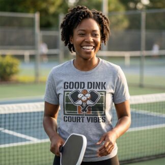 Good Dink Court Vibes Pickleball Graphic Shirt front view