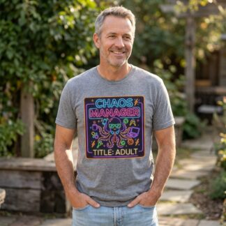 Chaos Manager Neon Octopus Crew Tee - Adult Title Humor - lifestyle_64159