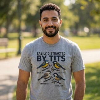 Easily Distracted By Tits tee - Model wearing t-shirt
