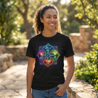 Neon Elemental Compass T-Shirt - Model wearing t-shirt