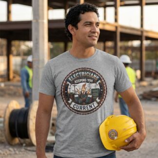 Electrician logo 'Keeping You Current' Tee | Electrician Tools, Lightning Bolt