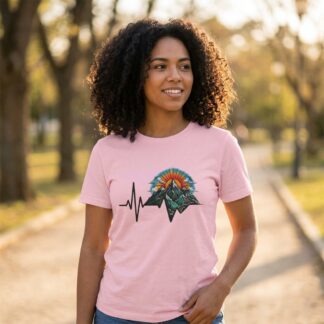 Mountain sunrise heartbeat hiking nature landscape tee