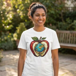 Earth Core Apple tee Globe inside apple graphic tee, nature illustration